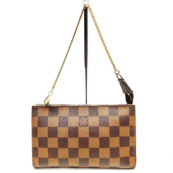 Louis Vuitton AR0948 Pochette Damier Ebene Clutch Mini Bag Pouch - Picture 1 of 9